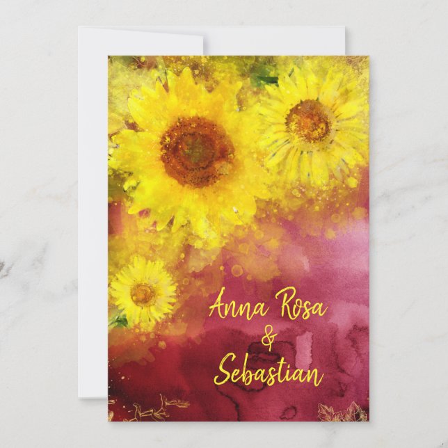 Invitation *~* Mariage campagnard de tournesol rustique de Bo (Devant)
