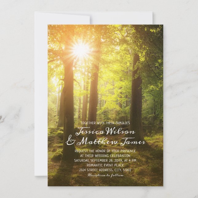 Invitation Mariage campagnard de verdure de la forêt rustique (Devant)