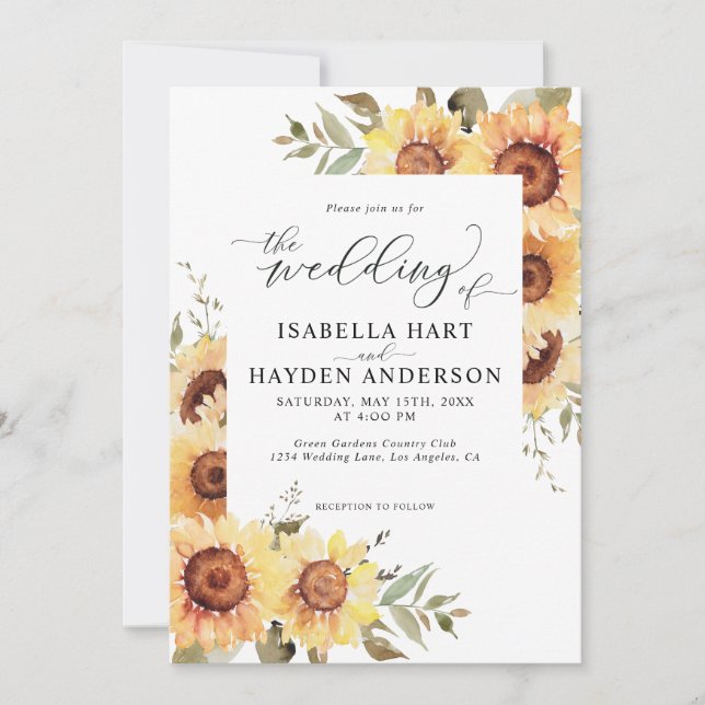 Invitation Mariage campagnard de verdure fleurie des tourneso (Devant)
