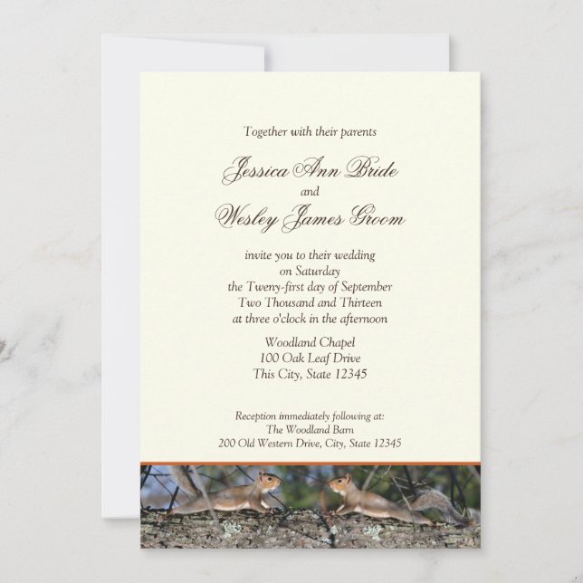 Invitation Mariage campagnard d'écureuil des bois (Devant)