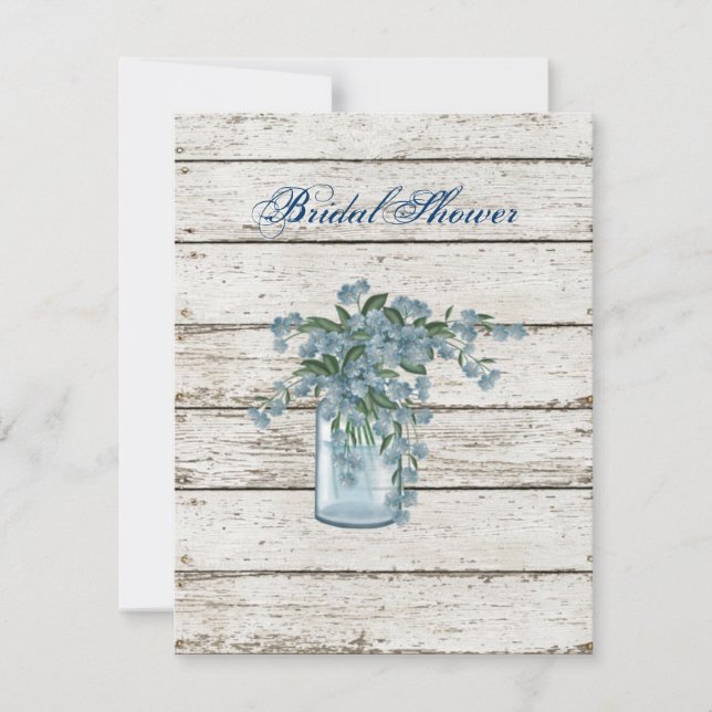 Invitation mariage campagnard fleur sauvage en bois blanc (Devant)