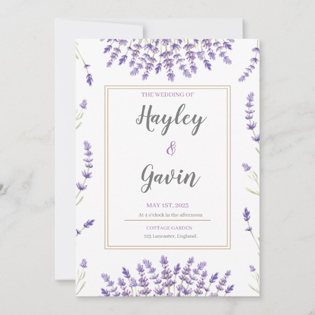 Invitation Mariage campagnard Floral Anglais (Devant)