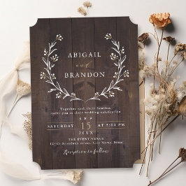 Invitation Mariage campagnard Floral Boho Rustique Grange Boi