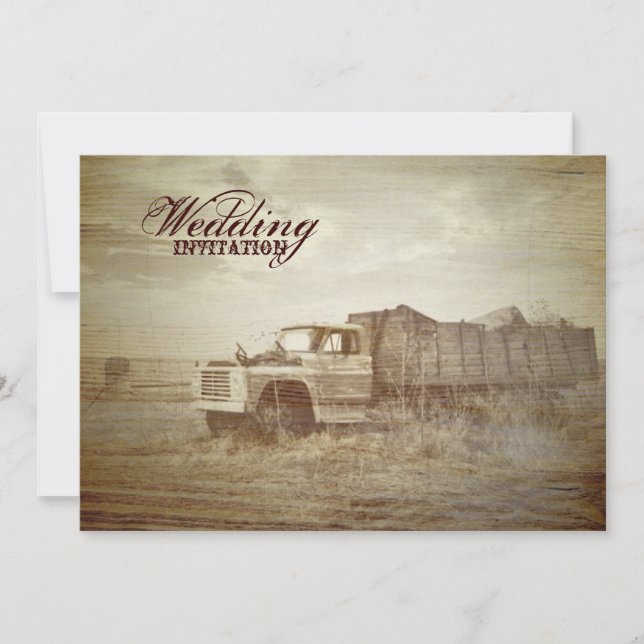Invitation Mariage campagnard occidental de camion rustique (Devant)