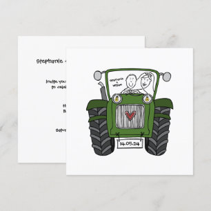 Invitation Mariage campagnard personnalisé Green Tractor Soir