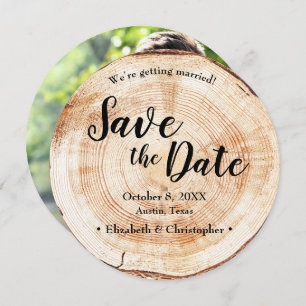Invitation Mariage campagnard photo en bois rustique enregist