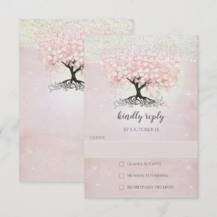 Invitation Mariage campagnard RSVP en feuille de coeur rose v