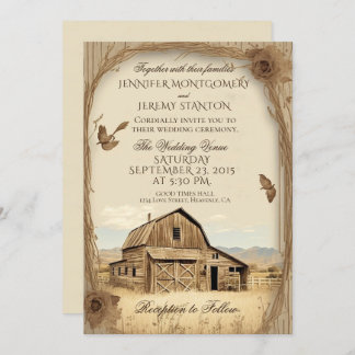 Invitation Mariage campagnard rustique