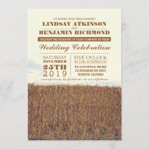 Invitation mariage campagnard rustique à la paille