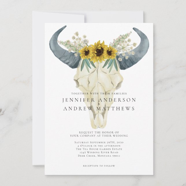 Invitation Mariage campagnard rustique de tournesol de Bohême (Devant)