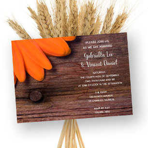 Invitation Mariage campagnard rustique en bois d'orange