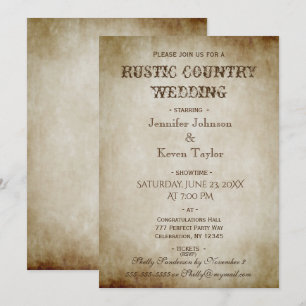 Invitation Mariage campagnard rustique en Vintage