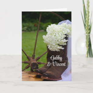 Invitation Mariage campagnard Rustique Hydrangea Cowboy Boots