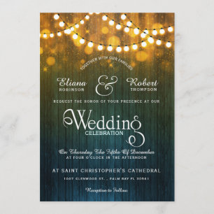 Invitation mariage campagnard rustique lustre à corde