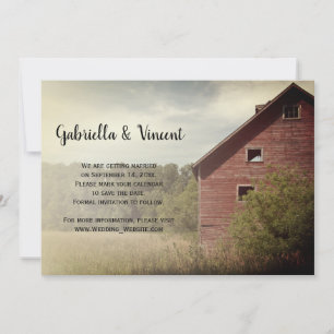 Invitation Mariage campagnard rustique Red Barn Enregistrer l