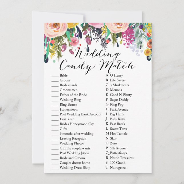 Invitation Mariage Candy Match Jeu de Fête de l'mariée du jar (Devant)