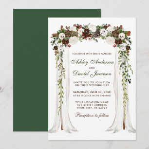 Invitation Mariage Canopée Vert Aquarelle Forêt Florale