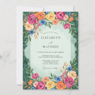 Invitation Mariage Caprice Floral Aquarelle Corail