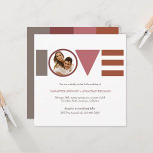 Invitation Mariage Carré Bauhaus Love strié