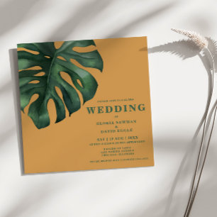 Invitation Mariage Carré de la feuille de palme tropicale Mon