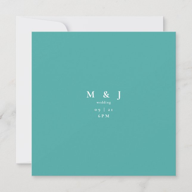 Invitation Mariage Carré élégant et simple moderne Turquoise (Devant)