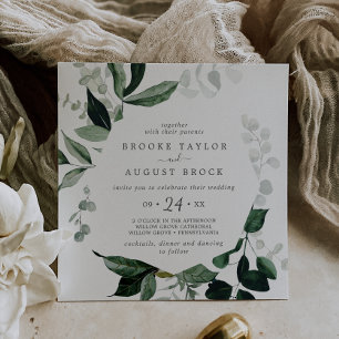 Invitation Mariage Carré Emerald Greenery