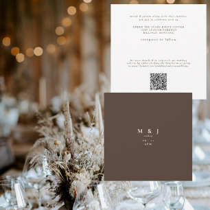 Invitation Mariage Carré Marron Chocolat Moderne Simple Éléga
