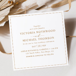 Invitation Mariage Carré minimum Gold Script