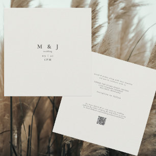 Invitation Mariage Carré Moderne Beige Élégant & Simple