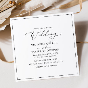 Invitation Mariage Carré noir minimaliste