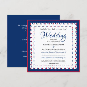 Invitation MARIAGE Carré Patriotique Personnalisé TEXAS USA