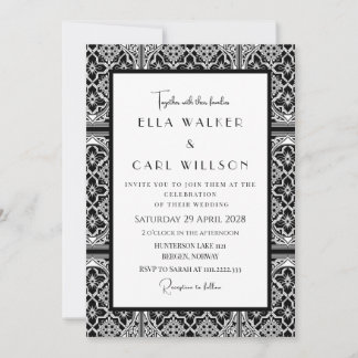 Invitation Mariage Carrelage Gothique Noir Et Blanc Luxueux