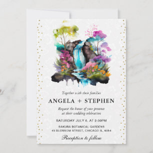 Invitation Mariage Cascade de Printemps Floral Aquarelle