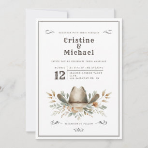 Invitation Mariage casquette rustique Cowboy