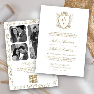 Invitation Mariage Catholique avec Code QR de style Victorien
