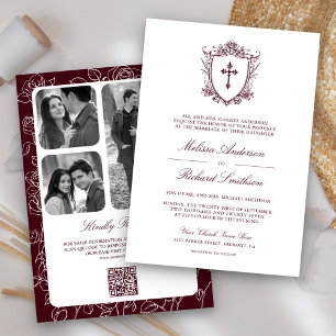 Invitation Mariage catholique avec code QR de style victorien