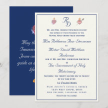 Mariage Catholique Deux Cœurs Bleu Marine