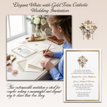 Mariage Catholique Élégant Blanc avec Garniture Do