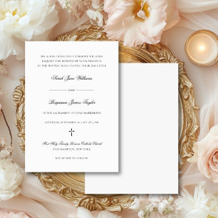 Invitation Mariage catholique élégant noir et blanc de Sarah