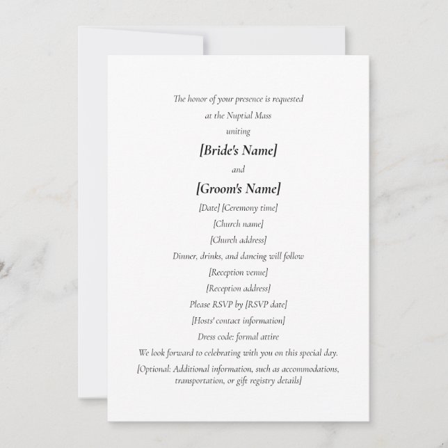 Invitation Mariage Catholique | Les mariés organisent une cér (Devant)