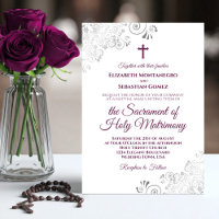 Mariage Catholique Moderne Blanc et prune magenta