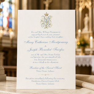Invitation Mariage Catholique Monogramme Mess Nuptiale