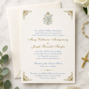Invitation Mariage Catholique Monogramme Messe Nuptiale