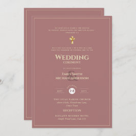 Invitation MARIAGE catholique Rose classique tout-en-1 Dusty