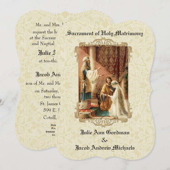 Invitation Mariage catholique traditionnel Ecru Lace Invitati (Devant / Derrière)