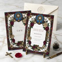Mariage Catholique Vitrail Rose Bourgogne