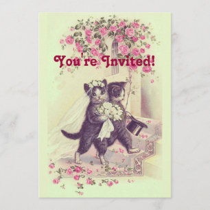Invitation Mariage Cats Pastel Green