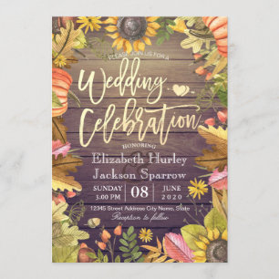 Invitation Mariage Célébration Automne Feuille d'érable Citro