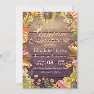 Invitation Mariage Célébration Automne Feuille d'érable Citro