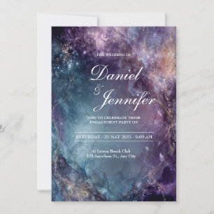 Invitation Mariage céleste à l'aquarelle de la galaxie mystiq